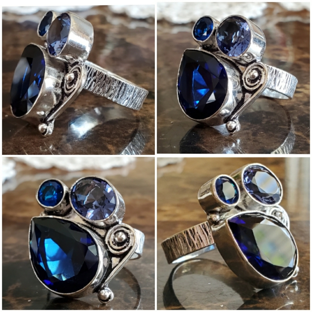 Genuine Blue Sapphire Ring Size 9.5 - Picture 6 of 7